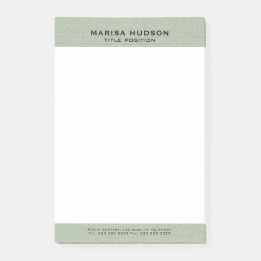 Light green Linen Fabric Texture Post-it Klebezettel (Vorderseite)