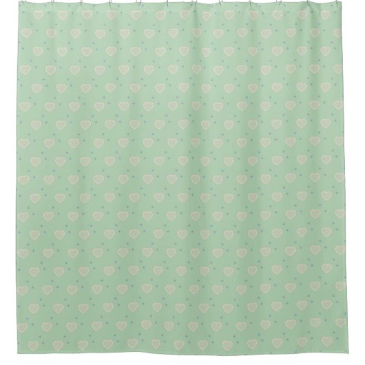 Light Green Love Pattern Shower Curtain Duschvorhang (Vorderseite)