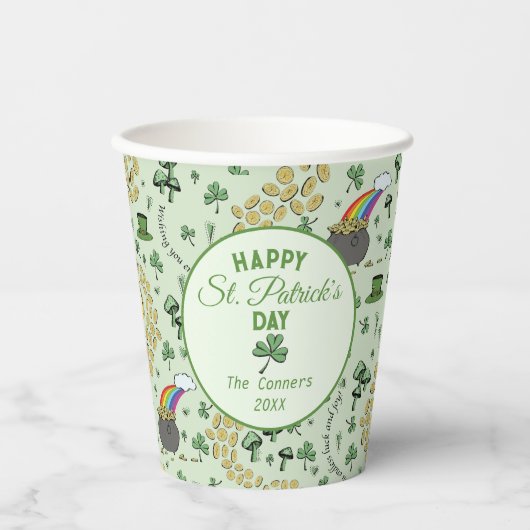Light Green Lucky Kleeblatts St Patricks Day Pappbecher (Vorderseite)