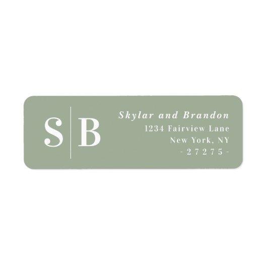 Light Green Mit Monogramm Wedding Rücksendeadresse (Vorne)