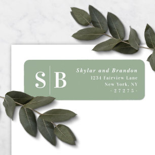 Light Green Mit Monogramm Wedding Rücksendeadresse