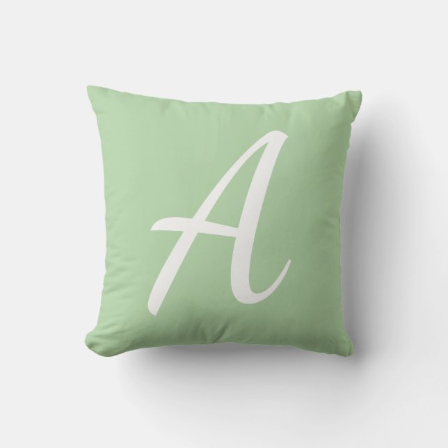 Light Green Monogram Kissen (Vorderseite)