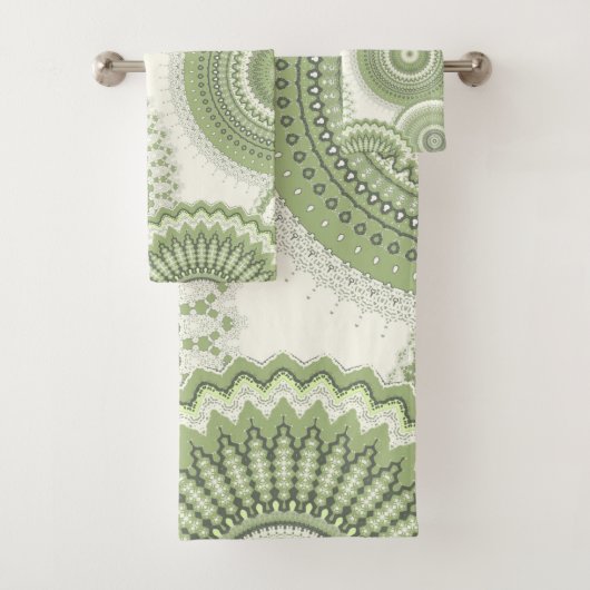 Light Green Multi Mandala Badhandtuch Set (Insitu)