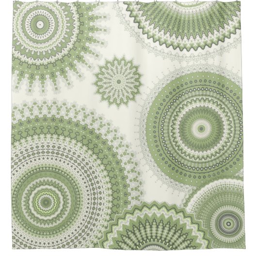 Light Green Multi Mandala Design Duschvorhang (Vorderseite)