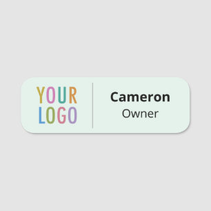 Light Green Name Tag Business Logo Rounded Corners Namensschild