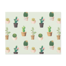 Light Green Niedlich Cactus Cacti Pattern Postcard