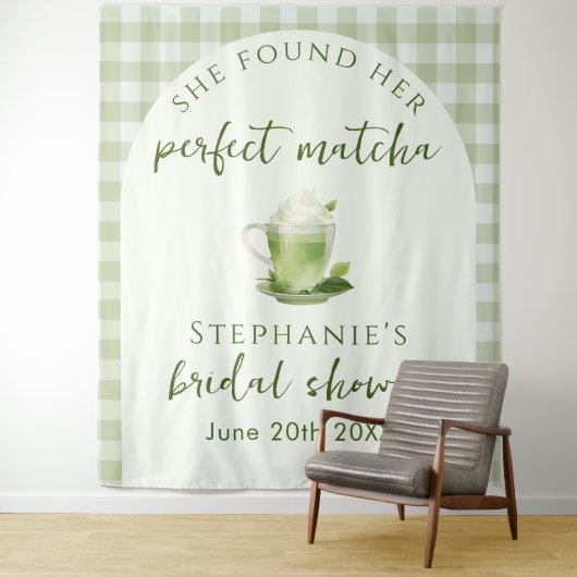 Light Green Perfect Matcha Brautparty Hintergrund Wandteppich (Beispiel)