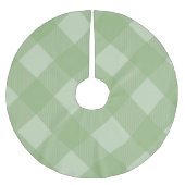 Light Green Plaid Gingham Christmas Tree Skirt Polyester Weihnachtsbaumdecke (Vorderseite)