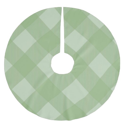 Light Green Plaid Gingham Christmas Tree Skirt Polyester Weihnachtsbaumdecke (Vorderseite)