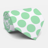 Light Green Polka Dots on White Custom Necktie Krawatte (Gerollt)