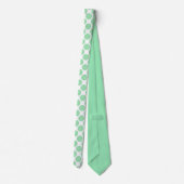 Light Green Polka Dots on White Custom Necktie Krawatte (Rückseite)