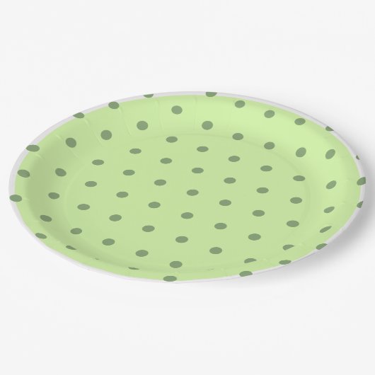 Light Green Polka Dots Pappteller (Schrägansicht)