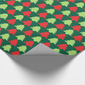 Light Green & Red Christmas Tree Outline Pattern Geschenkpapier (Ecke)