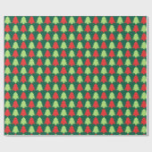 Light Green & Red Christmas Tree Outline Pattern Geschenkpapier (Flach)