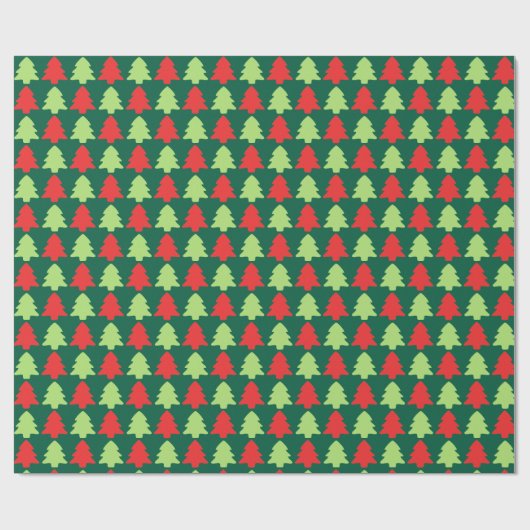 Light Green & Red Christmas Tree Outline Pattern Geschenkpapier (Flach)