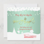 Light Green, Red Logo, White Snow Christmas Einladung (Vorderseite)