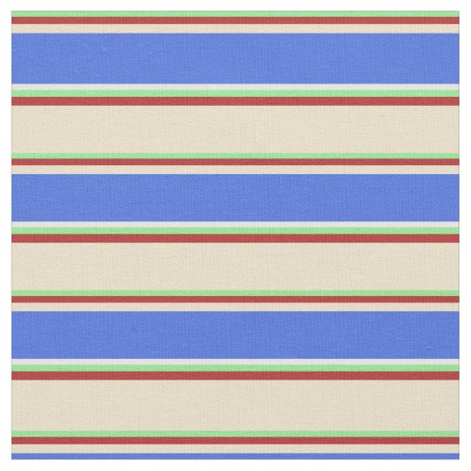 Light Green, Red, Tan, Royal Blue und White Stoff (Nahaufnahme)