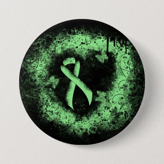 Light Green Ribbon Grunge Herz Button (Vorderseite)