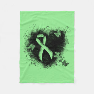 Light Green Ribbon Grunge Herz Fleecedecke