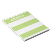 Light Green Rugby Stripes Personalisiert Notizblock (angewinkelt)