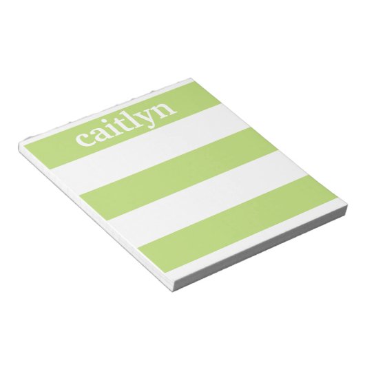 Light Green Rugby Stripes Personalisiert Notizblock (angewinkelt)