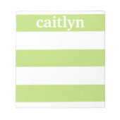 Light Green Rugby Stripes Personalisiert Notizblock (Vorderseite)
