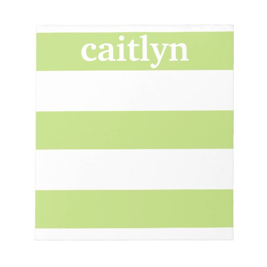Light Green Rugby Stripes Personalisiert Notizblock (Vorderseite)