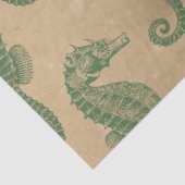 Light Green Seepferde auf Tan Decoupage Seidenpapier (Detail)