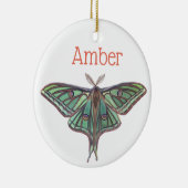 Light Green Spanish Moon Moth Realistic Painting Keramik Ornament (Rechts)
