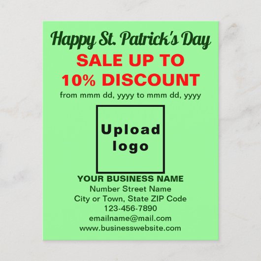 Light Green St. Patrick's Day Business Sale Flyer (Vorne)