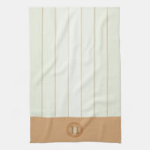 Light Green, Tan Pinstripe Personalisiert Monogram Geschirrtuch (Vertikal)