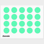 Light Green und Aqua Diagonal Streifen Runder Aufkleber (Blatt)