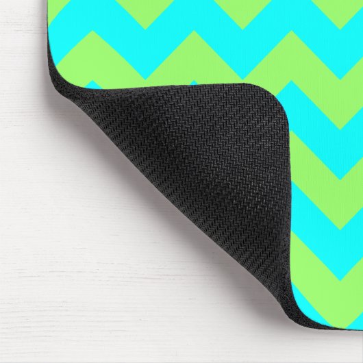 Light Green und Aqua Zigzag Mousepad (Ecke)
