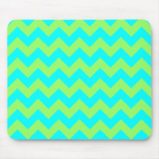 Light Green und Aqua Zigzag Mousepad (Vorne)