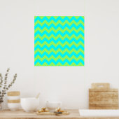 Light Green und Aqua Zigzag Poster (Küche)