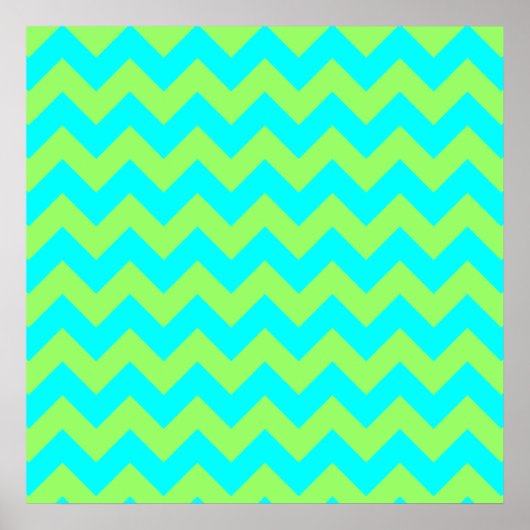 Light Green und Aqua Zigzag Poster (Vorne)