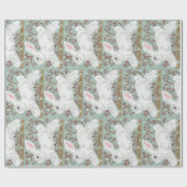 Light Green White Bunny Rabbit Weihnachtsgeschenk  Geschenkpapier (Flach)