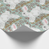 Light Green White Bunny Rabbit Weihnachtsgeschenk  Geschenkpapier (Ecke)