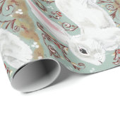 Light Green White Bunny Rabbit Weihnachtsgeschenk  Geschenkpapier (Rolleneckpunkt)