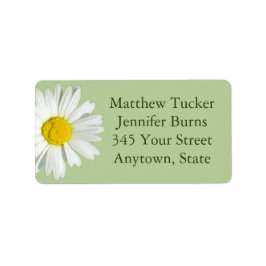 Light Green White Daisy Envelope Address Labels Adressaufkleber