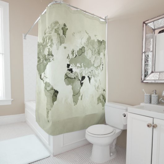 Light Green World Map Design 123 Duschvorhang (Beispiel)