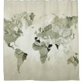 Light Green World Map Design 123 Duschvorhang (Vorderseite)
