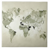 Light Green World Map Design 123 Fliese (Vorderseite)