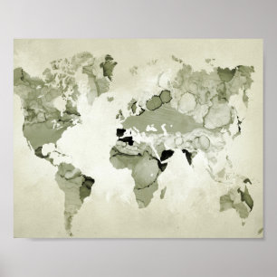 Light Green World Map Design 123 Poster