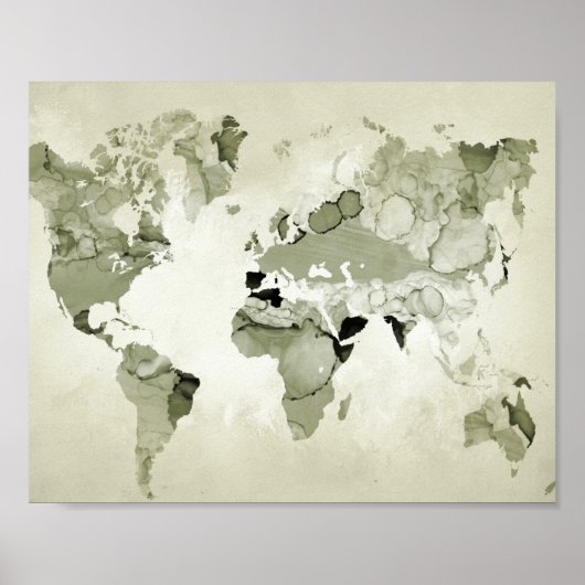 Light Green World Map Design 123 Poster (Vorne)