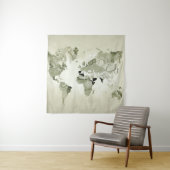 Light Green World Map Design 123 Wandteppich (Beispiel)