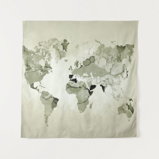 Light Green World Map Design 123 Wandteppich (Vorderseite)