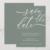 Light Greenish Wedding Custom Foto Calligraphy Save The Date (Vorne/Hinten)