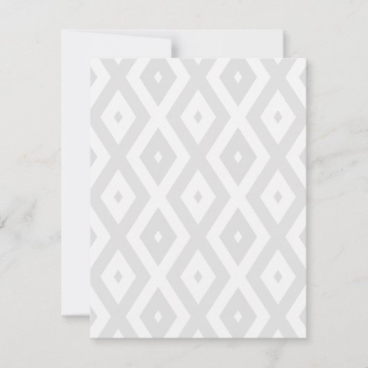 Light grey and white diamond pattern RSVP karte (Vorderseite)