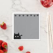 Light Grey Black Cat Paws Serviette (Beispiel)